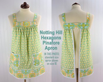 Notting Hill Hexagons Pinafore with no ties, relaxed fit smock with pockets,  XS to 5X