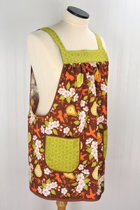 Fall Decadence Pinafore with no ties, relaxed fit smock with pockets, autumn farmhouse apron fits L/XL/2X, ready to ship now