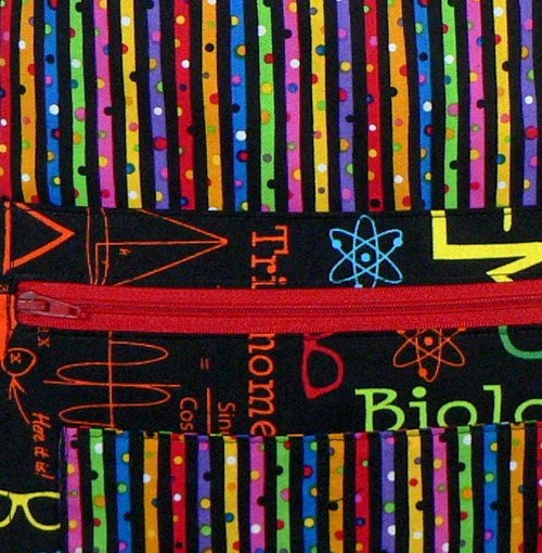 Science Geekery Teacher Half Apron, multi-pocket apron with zipper pocket, for vendors, crafters, standard size fits waists up to 40 inches