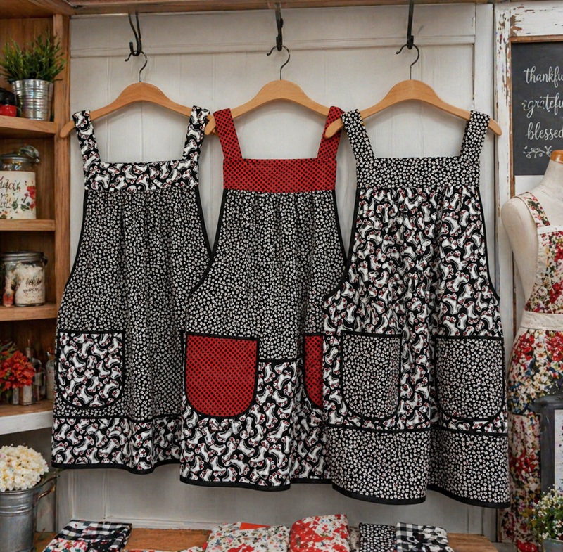 Heirloom quality, handmade pinafore aprons designed and sewn by Laurie Kahn of Laurie's Gifts