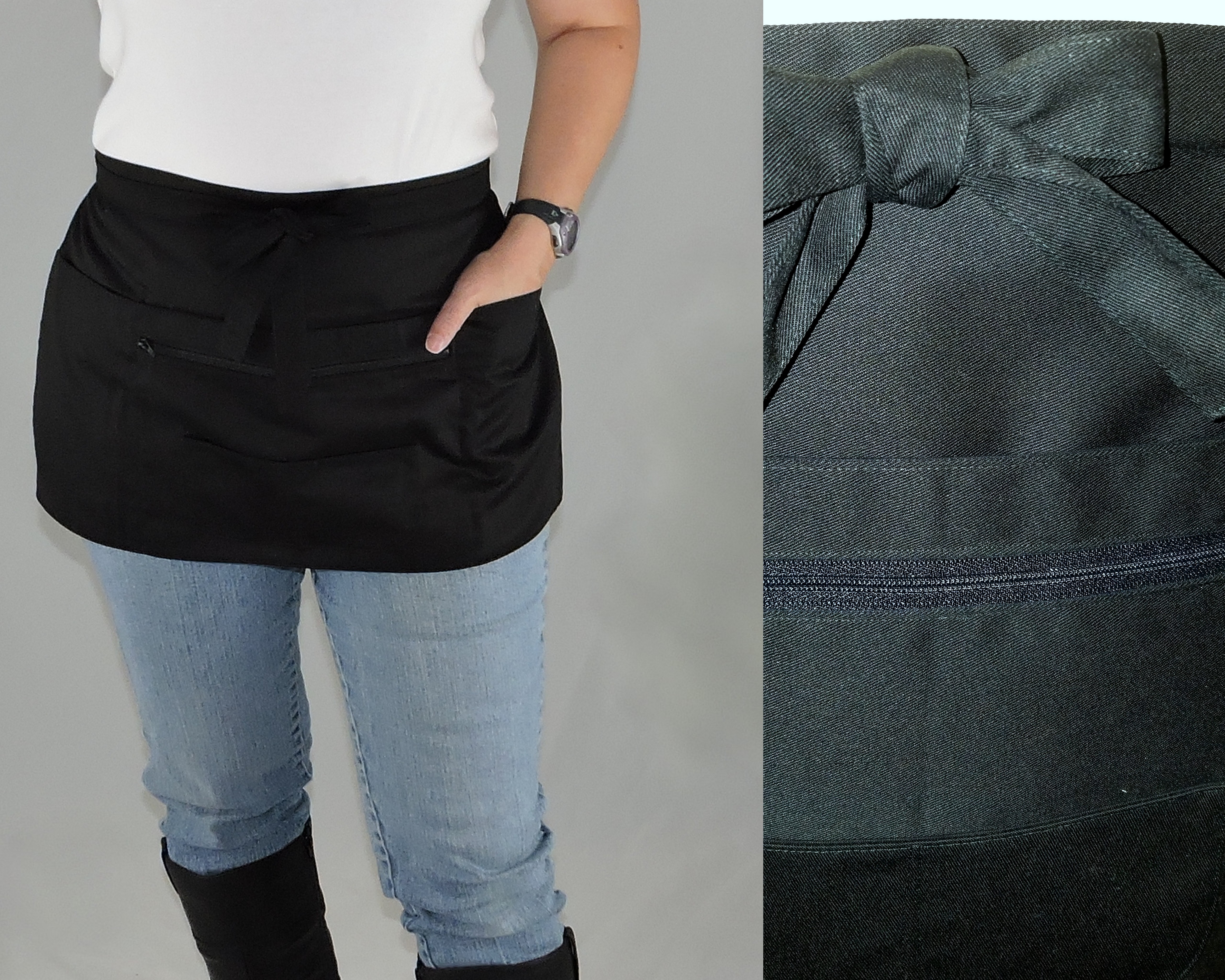 All Black Multiple Pocket Half Apron made by Laurie's Gifts