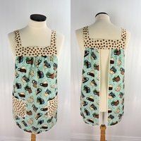 LAST Tea for Two Pinafore with no ties (straps go straight over shoulders) relaxed fit smock with pockets, made to order from XS to 2X
