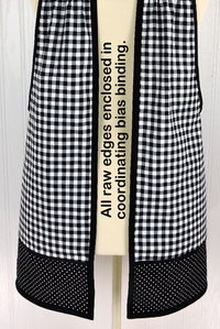 Cherries and Black Gingham Pinafore with no ties (XS to 5X) relaxed fit smock with pockets, retro farmhouse apron