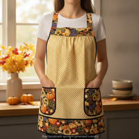 Sunflower Harvest Scrapbuster Pinafore with no ties (straps go straight over the shoulders) relaxed fit smock with pockets L/XL/2X ships now