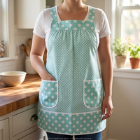 OOAK Aqua Dot Pinafore with no ties, relaxed fit smock with pockets, straps go straight over the shoulders, ready to ship, fits L/XL/2X
