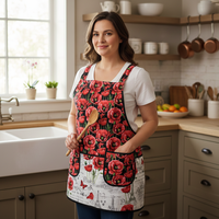 Paris Toile with Poppies Scrapbuster Pinafore Apron with no ties, relaxed fit smock with pockets, ready to ship fits L/XL/2X, SHIPS FAST