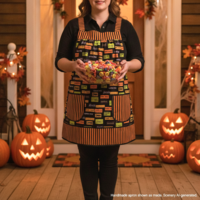 Hocus Pocus Halloween Pinafore Apron with no ties fits L/XL/2X , relaxed fit smock with pockets ready to ship