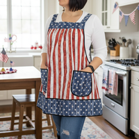 Stars and Stripes Pinafore Apron with no ties, patriotic flag smock apron with pockets made-to-order XS to 5X
