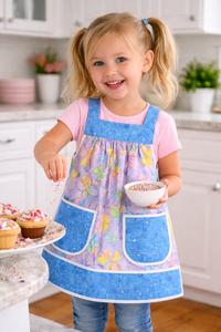 Glitzy Butterflies Children's Pinafore with no ties (straps go straight over the shoulders) relaxed fit smock with pockets, choose colors!