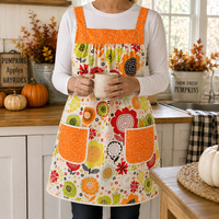 Matilda Floral (orange) Pinafore with no ties (straps go straight over the shoulders) relaxed fit smock with pockets fits L/XL/2X ships fast