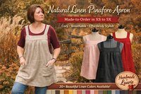 XS - 5X Natural LINEN Pinafore Apron with no ties (straps go straight over shoulders) Washed Linen Relaxed Fit Smock with pockets NEW colors