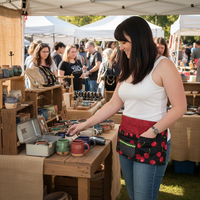 Sweet Cherry multi-pocket apron (with secure money pocket) great for teachers; waitress; ready to ship fits waist up to 40"