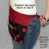 Sweet Cherry multi-pocket apron (with secure money pocket) great for teachers; waitress; ready to ship fits waist up to 40"
