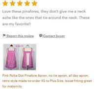 XS- 5X Pink Polka Dot Pinafore with no ties, relaxed fit smock with pockets, retro hostess apron handmade after order