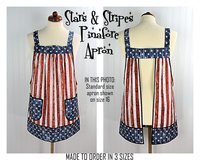 Stars and Stripes Pinafore Apron with no ties, patriotic flag smock apron with pockets made-to-order XS to 5X