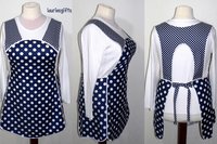 Navy Blue Polka Dot Retro 50s Smock, relaxed fit H-back apron (no ties at neck) XS to 4X made to order w/ pocket options
