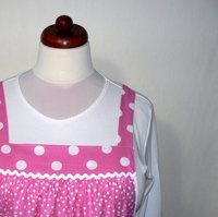 XS- 5X Pink Polka Dot Pinafore with no ties, relaxed fit smock with pockets, retro hostess apron handmade after order