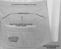 Black Cherries Multi-Pocket Apron with zipper, great for teachers, gardeners, servers, made after order in 2 sizes