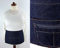 Indigo Denim Half Apron, sturdy 6 Pocket Waitress Apron with zipper pocket, ONE apron fits waists up to 40" ready to ship