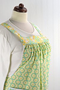 Notting Hill Hexagons Pinafore with no ties, relaxed fit smock with pockets,  XS to 5X
