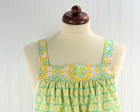 Notting Hill Hexagons Pinafore with no ties, relaxed fit smock with pockets,  XS to 5X