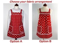 Red Polka Dot Pinafore with no ties, relaxed fit smock apron with pockets,  made to order XS to 5X