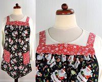 XS - 5X Plus Size Cookies for Santa Pinafore with no ties, relaxed fit smock with pockets, Christmas Apron