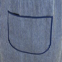 Hickory Stripe Denim Pinafore with no ties, relaxed fit blue jean apron, sturdy artist smock with pockets XS to 5X