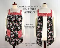 XS - 5X Plus Size Cookies for Santa Pinafore with no ties, relaxed fit smock with pockets, Christmas Apron