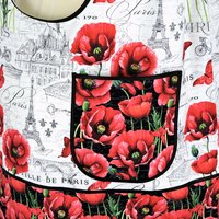 Paris Toile with Poppies Pinafore Apron with no ties (XS- 5X) relaxed fit smock apron with pockets, made after order