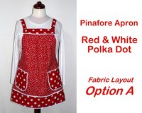 Red Polka Dot Pinafore with no ties, relaxed fit smock apron with pockets,  made to order XS to 5X