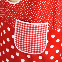 Red & White Scrapbuster Pinafore, relaxed fit smock with pockets, comfortable (doesn't touch neck) made to order XS to 5X plus size