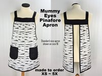 XS - 5X Glow in the dark Mummy EYES Pinafore with no ties, relaxed fit smock with pockets, spooky Halloween Apron