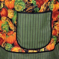Bountiful Harvest Pinafore Apron with no ties, relaxed fit smock with pockets, fall pumpkins, made to order XS to 5X