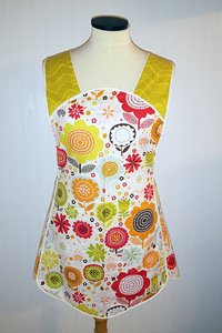 SHIPS FAST~ Matilda Floral 50s Style Smock Apron, relaxed fit apron (H back style doesn't touch neck) Standard Size fits L/XL ready to ship