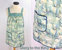 Glory to the King Pinafore with no ties, relaxed fit smock with pockets fits L/XL/2X, Christmas angels, baking apron ready to ship