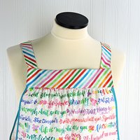 Girl Power Pinafore with no ties, relaxed fit smock with pockets, rainbow script words of empowerment, XS to 5X made after order
