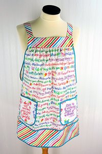 Girl Power Pinafore with no ties, relaxed fit smock with pockets, rainbow script words of empowerment, XS to 5X made after order