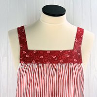 SHIPS FAST~ Red Stripe Valentine Pinafore with no ties, relaxed fit smock with pockets, standard size Red Heart Apron L/XL/2X, Ready to Ship