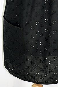 Black Eyelet Pinafore Apron with no ties, relaxed fit smock with pockets, XS - 5X made to order, lightweight and airy cover-up