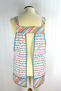 Girl Power Pinafore with no ties, relaxed fit smock with pockets, rainbow script words of empowerment, XS to 5X made after order