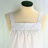 White Eyelet Pinafore Aprons with no ties, relaxed fit smock with pockets, XS - 5X made to order, lightweight and airy cover-up