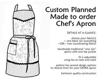 Customized Classic Chef Apron (choose your own fabrics) theme party hostess apron, traditional "one size fits most" style