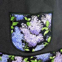 SHIPS FAST ~ Lilac Pindot Pinafore Apron with no ties, relaxed fit smock with pockets, spring floral apron fits L/XL/2X, ready to ship