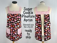 SHIPS FAST~ Sugar Cookie Pinafore Apron, relaxed fit smock with pockets fits L/XL/2X, pretty baking apron ready to ship