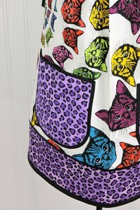 SHIPS FAST ~ Purple Catfinity Pinafore Apron with no ties, relaxed fit smock apron with pockets, Smallest Size (fits XS-S-M) ready to ship