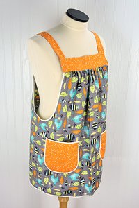 SHIPS FAST~ Colorful Fish Pinafore Apron, swim-suit cover-up, relaxed fit smock with pockets fits L/XL/2X, ready to ship
