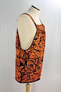 Haunted Forest Pinafore Apron with no ties, relaxed fit smock with pockets fits L/XL/2X, black and orange Halloween apron, Ready to Ship