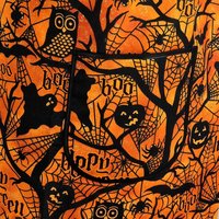Haunted Forest Pinafore Apron with no ties, relaxed fit smock with pockets fits L/XL/2X, black and orange Halloween apron, Ready to Ship