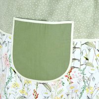Garden Sketch Pinafore Apron with no ties, relaxed fit smock with pockets, standard size fits L-XL-2X, SHIPS FAST